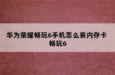 华为荣耀畅玩6手机怎么装内存卡 畅玩6